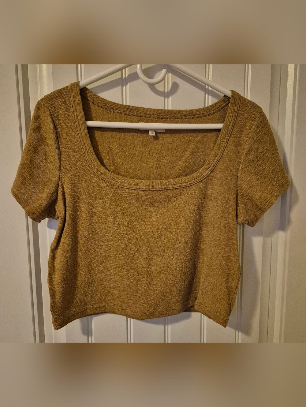 Madewell Cropped Scoop Neck Top - Mustard Yellow